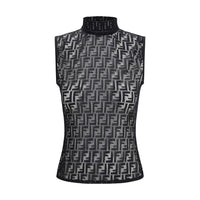 Fendi Black Polyamide Sleeveles T-Shirt