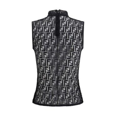 Fendi Black Polyamide Sleeveles T-Shirt
