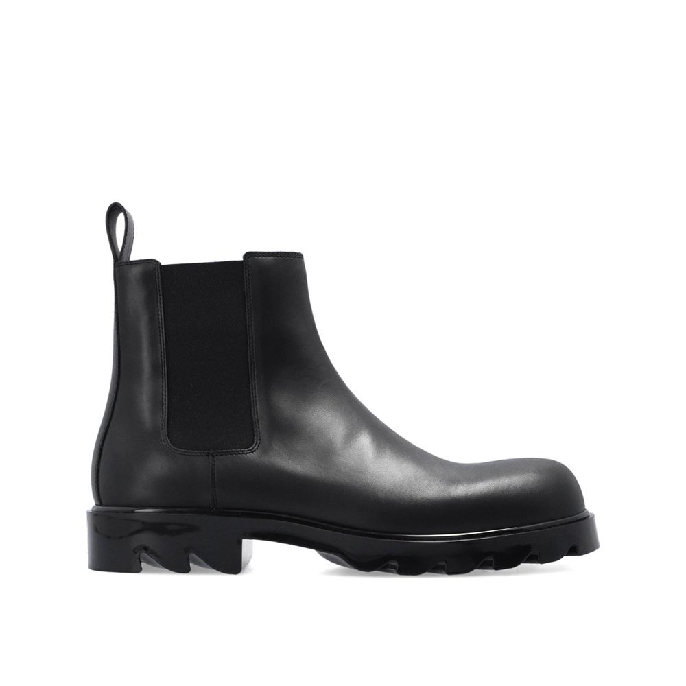 Bottega Veneta Black Calfskin Chelsea Boots - Black Chelsea boot on a white background