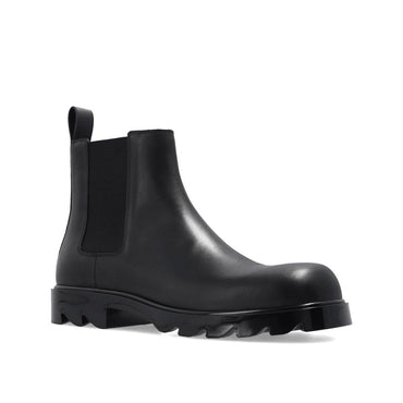 Bottega Veneta Black Calfskin Chelsea Boots - Black Chelsea boot on a white background