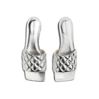 Bottega Veneta Silver Calfskin Flat Sandals