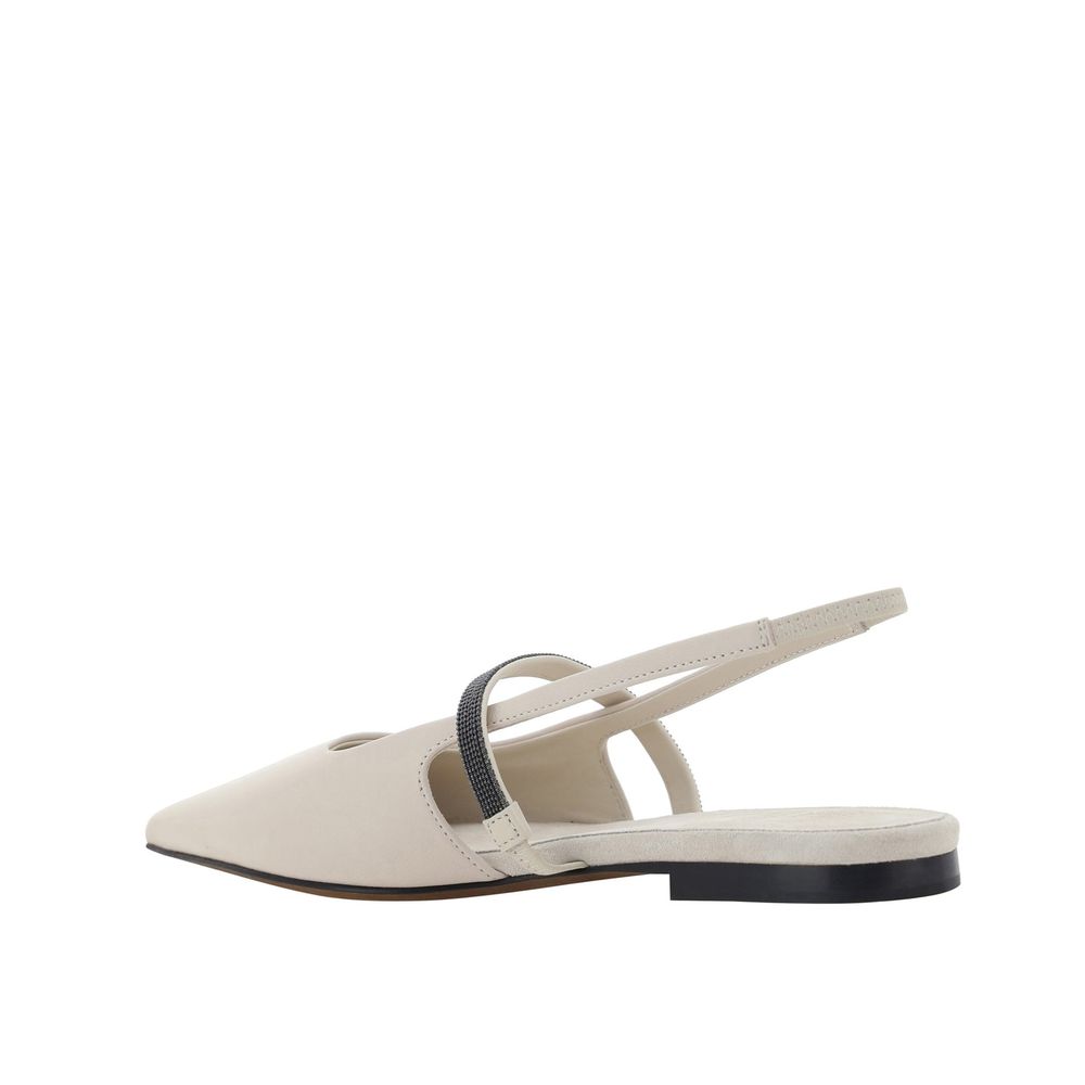 Brunello Cucinelli White Calfskin Ballet Flats