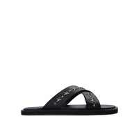 Jimmy Choo Black Calfskin Flat Sandals