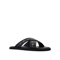 Jimmy Choo Black Calfskin Flat Sandals