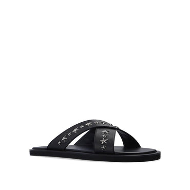 Jimmy Choo Black Calfskin Flat Sandals