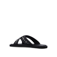 Jimmy Choo Black Calfskin Flat Sandals