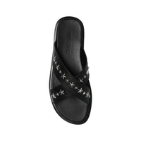 Jimmy Choo Black Calfskin Flat Sandals