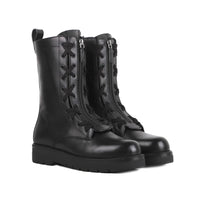 Valentino Garavani Black Calfskin Lace-Up Boots