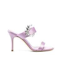 Manolo Blahnik Purple Silk Stiletto Heel Sandals