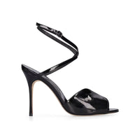 Manolo Blahnik Black Calfskin Stiletto Heel Sandals