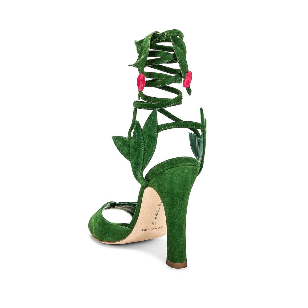 Manolo Blahnik Bicolor Calfskin Strap-On Sandals
