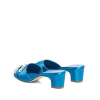 Manolo Blahnik Blue Silk Mules