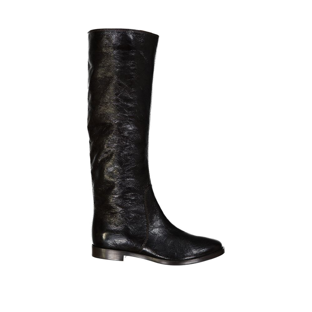Sergio Rossi Black Calfskin Over The Knee