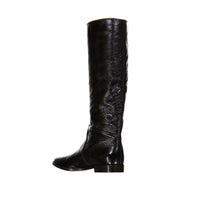 Sergio Rossi Black Calfskin Over The Knee