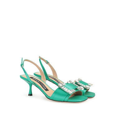 Sergio Rossi Bicolor Silk Stiletto Heel Sandals