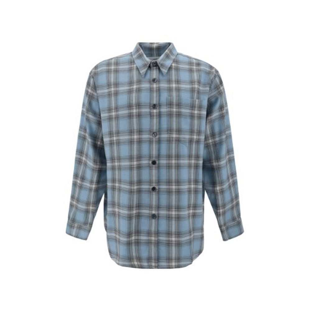 Ami Paris Blue Virgin Wool Pattern Shirt