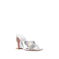 Amina Muaddi Silver Calfskin Mules