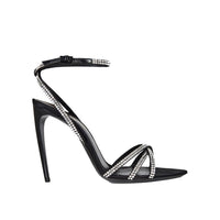 Saint Laurent Black Silk Stiletto Heel Sandals