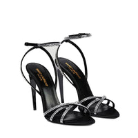 Saint Laurent Black Silk Stiletto Heel Sandals