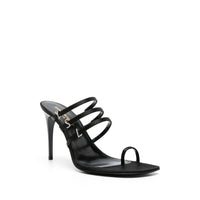 Saint Laurent Black Silk Stiletto Heel Sandals
