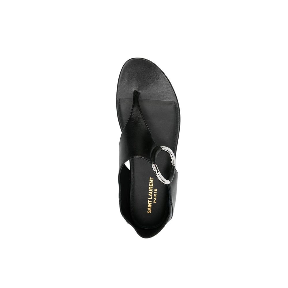 Saint Laurent Black Calfskin Flat Sandals
