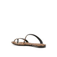 Saint Laurent Brown Fabric Flat Sandals