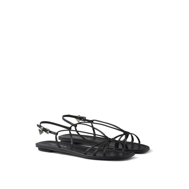 Prada Black Calfskin Strap-On Sandals