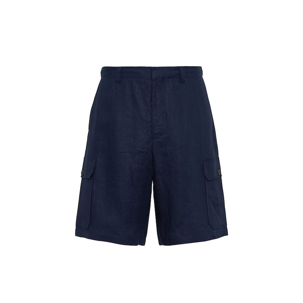 Prada Blue Linen Bermuda Shorts