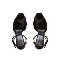 Balmain Black Silk Platform Sandals