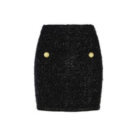 Balmain Black Cotton Mini Skirt
