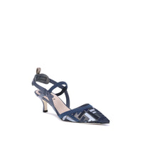 Fendi Blue Polyamide Mid Heel Pumps