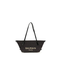 Balmain Black Raffia Shoulder Bag