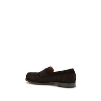 Santoni Brown Calf Leather Bos Taurus Slip-On Loafers