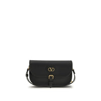 Valentino Garavani Black Calf Leather Bos Taurus Shoulder Bag