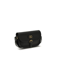 Valentino Garavani Black Calf Leather Bos Taurus Shoulder Bag