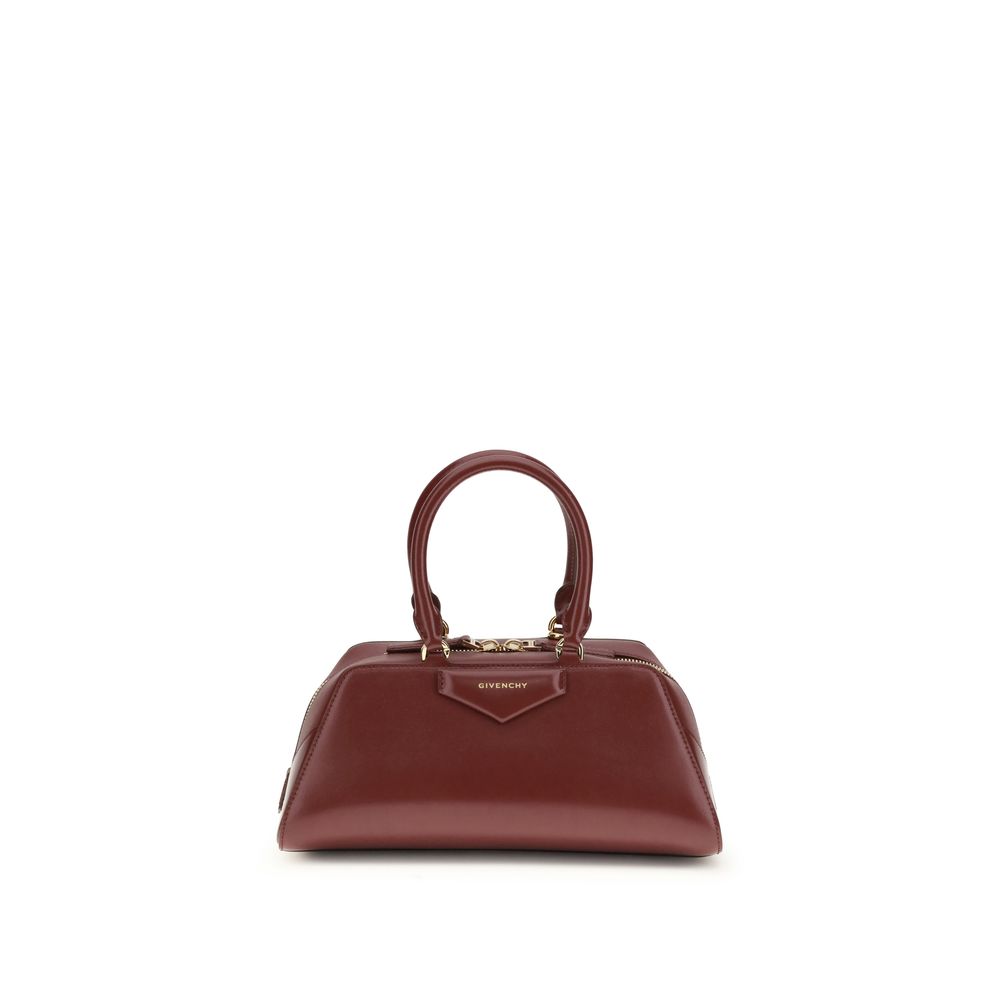 Givenchy Bordeaux Calf Leather Bos Taurus Handbag -  handbag with a visible brand logo on a white background