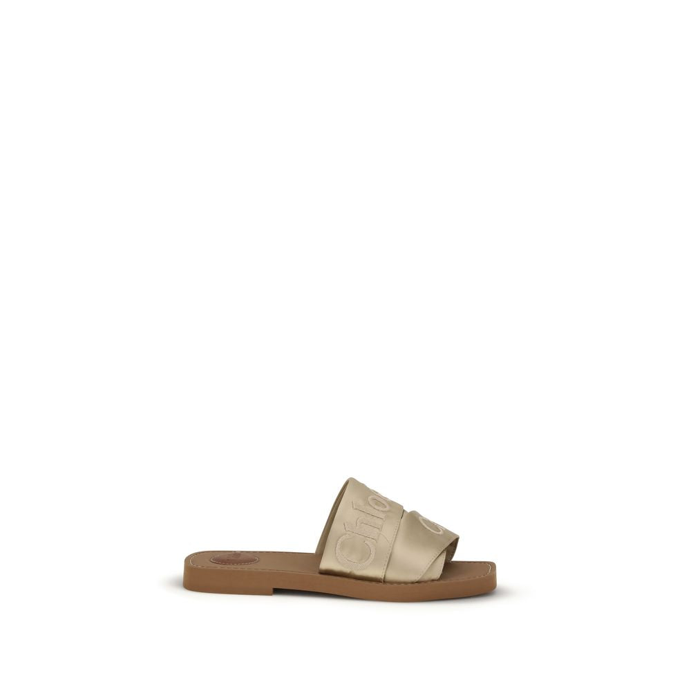 Chloé Gold Polyester Sandals