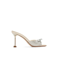 Miu Miu Silver Silk Mules