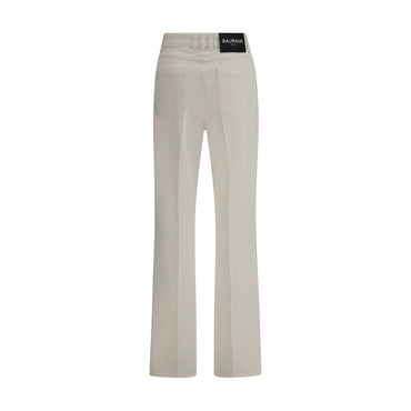 Balmain White Cotton Straight-Leg Jeans