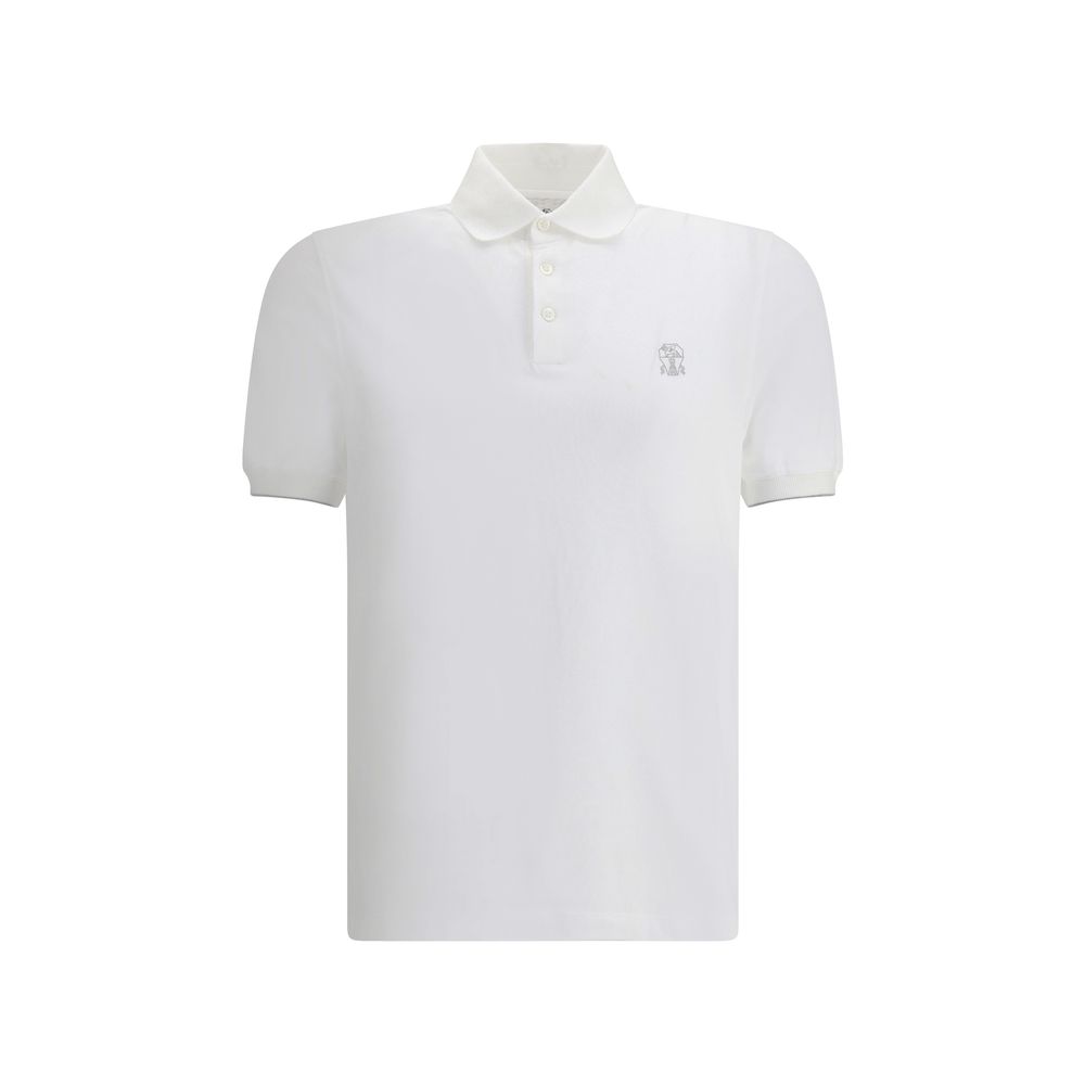Brunello Cucinelli White Cotton Polo Shirt