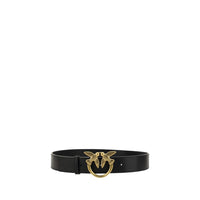 PINKO Black Calf Leather Bos Taurus Belt