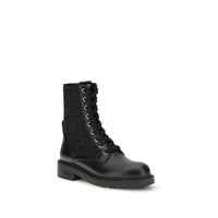 Fendi Black Calf Leather Bos Taurus Lace-Up Boots