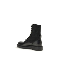 Fendi Black Calf Leather Bos Taurus Lace-Up Boots