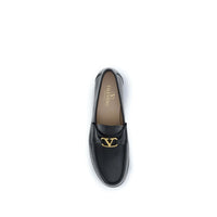 Valentino Garavani Black Calf Leather Bos Taurus Slip-On Loafers