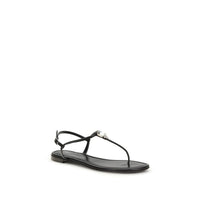 Giuseppe Zanotti Black Calf Leather Bos Taurus Flat Sandals
