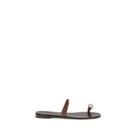 Giuseppe Zanotti Brown Calf Leather Bos Taurus Flat Sandals