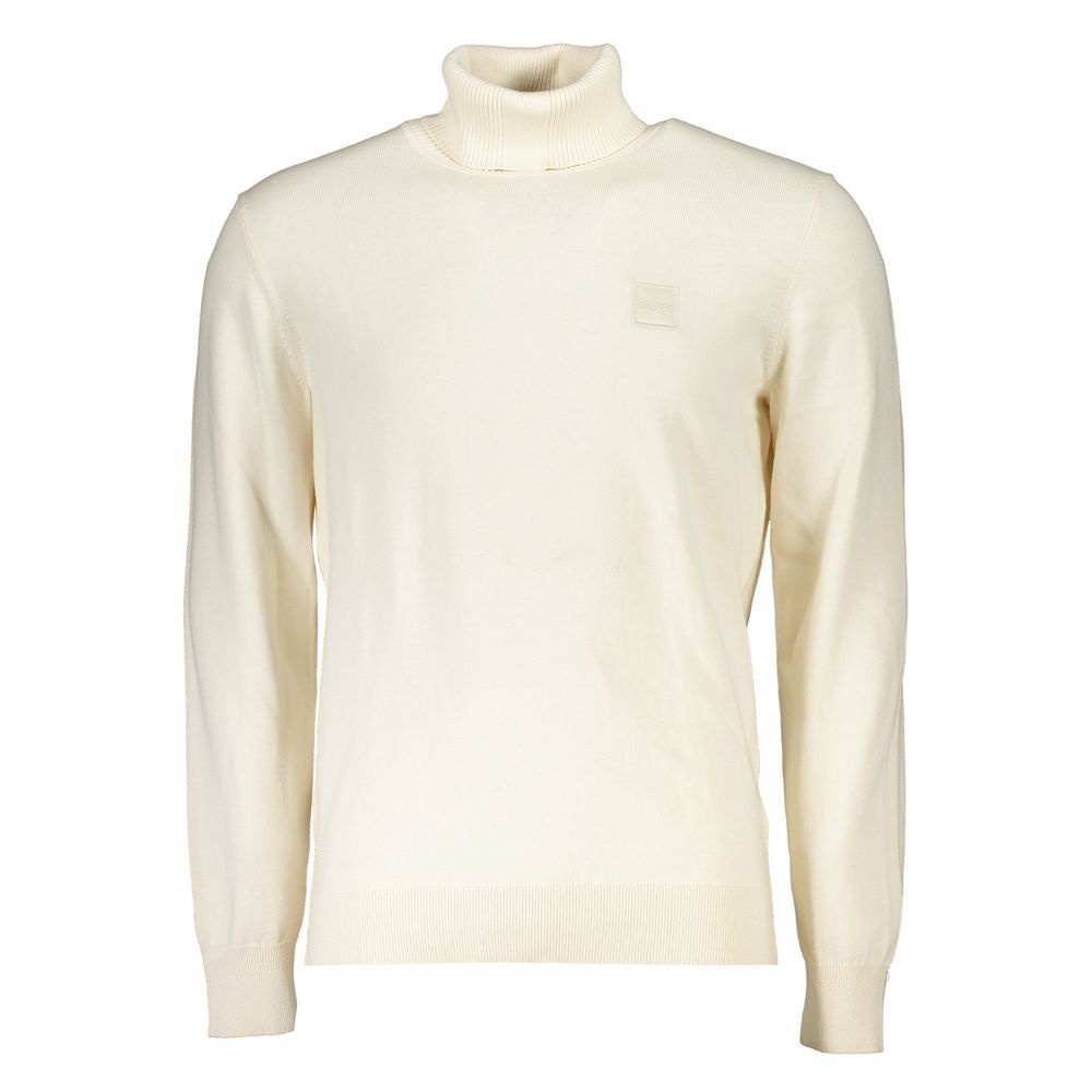 Hugo Boss White Cotton Turtleneck