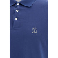 Brunello Cucinelli Blue Cotton Polo Shirt