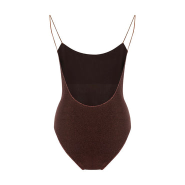 Oséree Brown Metal One-Piece Swimsuit
