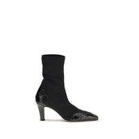 Paris Texas Black Calf Leather Bos Taurus Ankle Boots